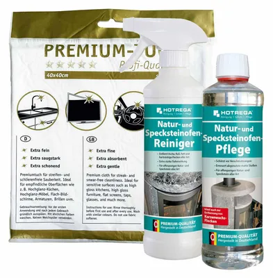 Produktbild von HOTREGA Specksteinofen & Natursteinofen Reiniger & Pflege inkl. Microfasertuch
