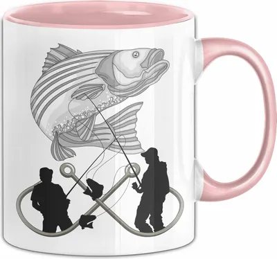 Produktbild von Angler Tasse Geschenk Hecht Grafik Geschenkidee Angeln (Rosa)