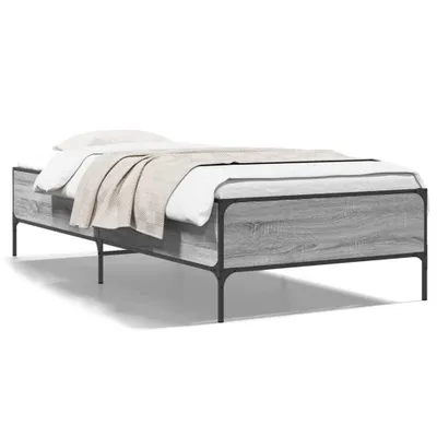 Produktbild von vidaXL Bettgestell Grau Sonoma 90x200 cm Holzwerkstoff und Metall