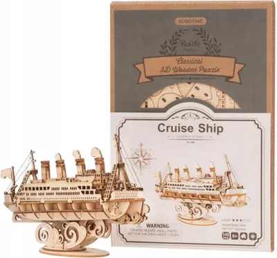 Produktbild von Robotime 3D-Puzzle, Kreuzfahrtschiff aus Holz, 3D-Modell, DIY, 145 Teile.