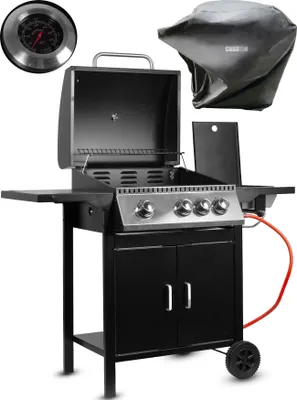 Obrázek produktu pro Plynový gril MalTec PartyTogether 3+1 + ochranný kryt, zahradní přístřešek, plynový, s teploměrem, s kolečky, přídavný hořák