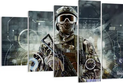 Produktbild von Bild auf Leinwand - Leinwandbild - Soldat Gewehr - 150x100cm - Wand Bild - Wanddeko - Wandbilder - Leinwanddruck - Bilder - Kunstdruck - Wanddekoration - Leinwand bilder - Wandkunst - EG150x100-4071