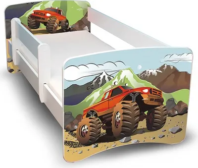 Produktbild von Best for Kids Kinderbett 90x180 cm mit Matratze und Rausfallschutz Auto