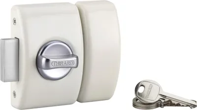 Obrázok produktu pre Dizajnový 5-kľučkový zámok na vchodové dvere, 45 mm cylindrická vložka, oceľ, 3 kľúče, biely - THIRARD