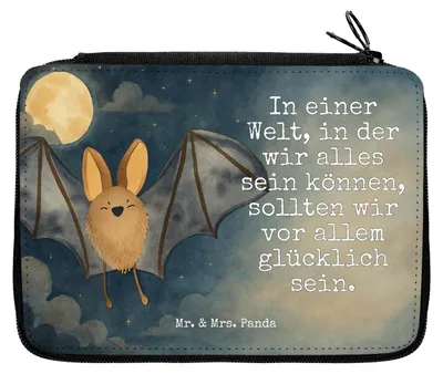Produktbild von Mr. & Mrs. Panda Federmappe Fledermaus Flügel Design - Weiß - Geschenk, Etui, Federtasche, Lustige Sprüche, Federmäppchen, Mäppchen, Bleistiftetui