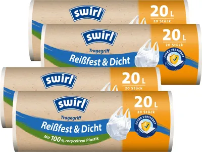 Produktbild von 4x Swirl Tragegriff Müllbeutel 20L ( 20 stk./Rolle )