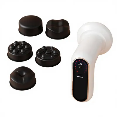 Produktbild von 5-in-1-Cellulite-Massagegerät, Elektrisches Ganzkörper-Massagegerät,5 Massageköpfe, 6 Intensitätsstufen & 3 modi,USB-C, für Bauch, Beine