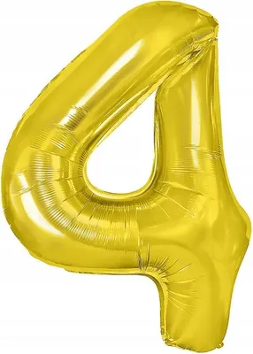 Image de Ballon en plastique chiffre 4 QUATRE or 100 cm, 1 pc.