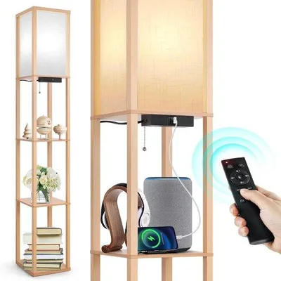 Zdjęcie produktu dla Azomor – stylowa lampa stojąca z regulowanym oświetleniem LED i wbudowanymi portami USB