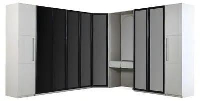 Produktbild von Eckkleiderschrank Kleiderschrank Schrank Holz Weiß Holzschrank Schlafzimmer