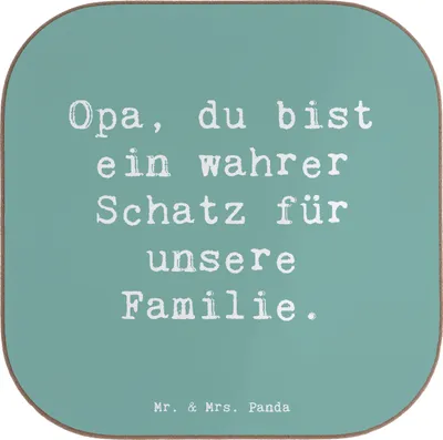 Produktbild von Mr. & Mrs. Panda Tassenuntersetzer Spruch Opa Schatz - Meeresbrise - Geschenk, Anerkennung, Untersetzer Gläser, gläseruntersetzer, Glas, Tischuntersetzer, Teeuntersetzer