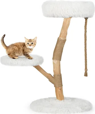 Obrázek produktu pro Škrabadlo pro kočky se 3 plyšovými plošinami, jutové sloupky, 90 cm