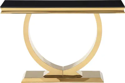 Produktbild von Konsole aus gehärtetem Glas und rostfreiem Stahl - Gold und Schwarz - ROWAN by Pascal Morabito