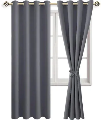 Image de Rideaux occultants gris, lot de 2, 200 x 140 cm