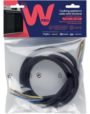 Obrázek produktu pro Elektrický kabel bez zástrčky WPRO CCB340/1 - 3G4 - Pro zařízení s výkonem do 5750W