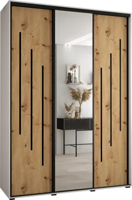 Produktbild von MEBLE KRYSPOL Davos 9 Schrank, drei Türen - 235,2x170x45 cm - Weiß Artisan Schwarz