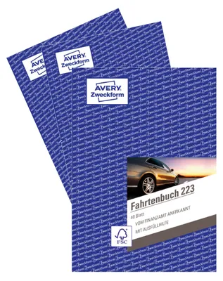 Productafbeelding van Avery Zweckform 223-3, DIN A5, rittenregistratieboekje, aantal bladen: 40, wit, 3 stuks