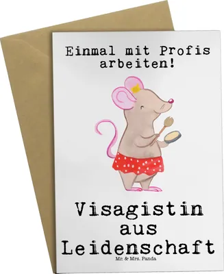 Produktbild von Mr. & Mrs. Panda Grußkarte Visagistin Leidenschaft - Weiß - Geschenk, osterkarte, Ausbildung, Spruch, hochzeitskarten, einladungskarten, Beauty Salon, Eröffnung