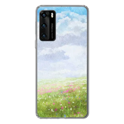 Produktbild von MuchoWow® Handyhülle Schutzhülle Hülle für Huawei P40 Aquarell - Blumen - Landschaft Silikon Softcase Handy Hülle - Handytasche