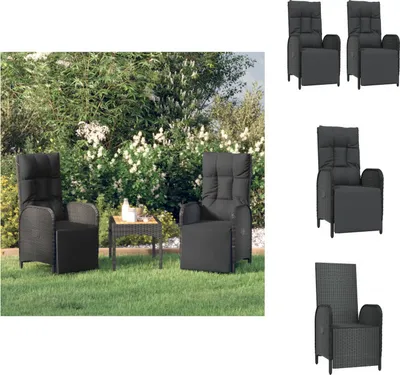 Produktbild von vidaXL Garten-Relaxsessel mit Kissen 2 Stk. Poly Rattan Schwarz -  Gartenstühle