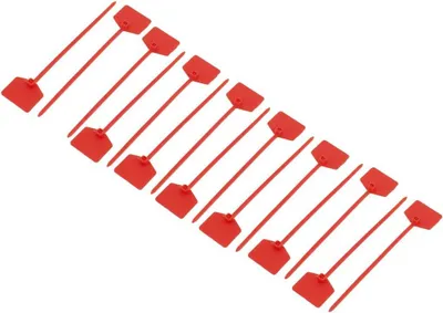 Produktbild von 15 selbstsichernde Nylon-Kabelschuhe, 15 × 120 mm, rotes Drahtetikett, Kabelmarkierungsverbinder