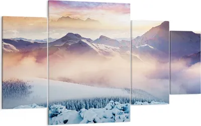 Produktbild von Bild auf Leinwand - Leinwandbild - Berge Schnee Winter - 160x90cm - Wand Bild - Wanddeko - Leinwanddruck - Bilder - Kunstdruck - Wanddekoration - Leinwand bilder - Wandkunst - DL160x90-3596