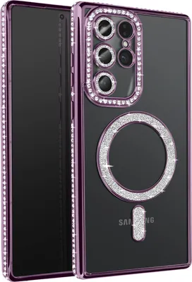 Produktbild von Avizar, Diamanthülle für Samsung Galaxy S25 Ultra mit MagSafe und Strassrahmen, Violett