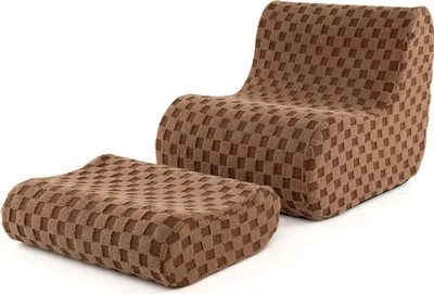 Produktbild von GOPLUS Sitzsack Sessel mit Hocker für Erwachsene, Sitzsackstuhl mit Ottomane für Wohnzimmer, Braun