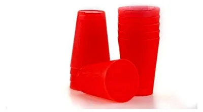 Produktbild von 15 Plastik Trinkbecher 0,4 l - rot - Mehrwegtrinkbecher/Partybecher/Becher
