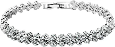 Produktbild von Damen-Armband, modisch, voller Strass-Intarsien, Armreif, Hochzeit, Party, Schmuck, Geschenk-Silber