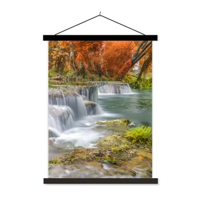 Produktbild von MuchoWow® Textilposter Herbst - Wasserfall - Natur - Bäume 120x160 cm mit schwarzem Rahmen - Magnetischer