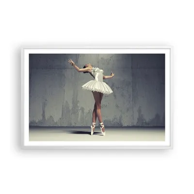 Produktbild von Gerahmtes Poster - Weißer Rahmen - Ballerina Weiß Wand - 91,5x61 cm - Wand Bild - Wanddeko - Wandbilder - Kunstposter - Wandposter - Bilderrahmen - Bilder - Kunstdruck - Wandbild - P2WAA91x61-4344