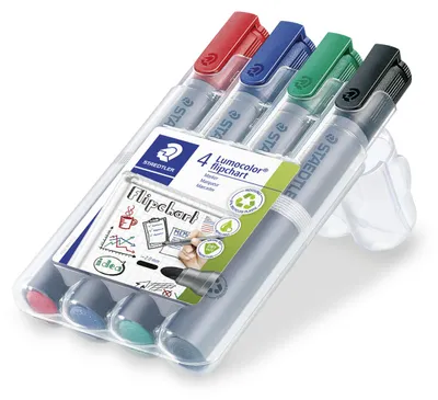 Produktbild von STAEDTLER Lumocolor 356 Flipchart-Marker mit Rundspitze Box mit 4 Farben