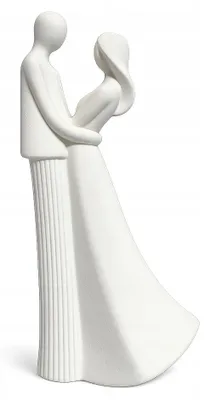 Produktbild von EstiloHome Hochzeitsfigur Brautpaar, Weiß – Keramikfigur 26 cm, Geschenk zur Hochzeit
