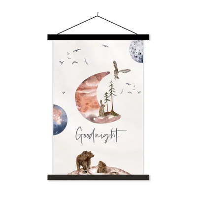 Produktbild von MuchoWow® Textilposter Zitate - Gute Nacht - Sprichwörter - Kinder - Jungen - Mädchen - Kind 120x180 cm mit schwarzem Rahmen - Fotos