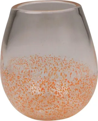 Produktbild von INNA-Glas Teelichtglas CORSI, gesprenkelt, orange-klar, 12cm, Ø9cm - Kerzenhalter