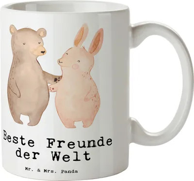 Produktbild von Mr. & Mrs. Panda Kaffeetasse Hase Beste Freunde der Welt - Weiß - Geschenk, Tasse, Bff, Bae, Best Friends, Freund, Freundin, Teetasse, Pott, Becher, Geschenkidee