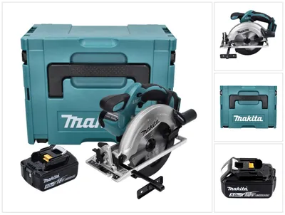 Image de Makita DSS 611 T1J Scie circulaire sans fil 18 V 165 mm + 1x Batterie 5,0 Ah + Coffret Makpac - sans chargeur