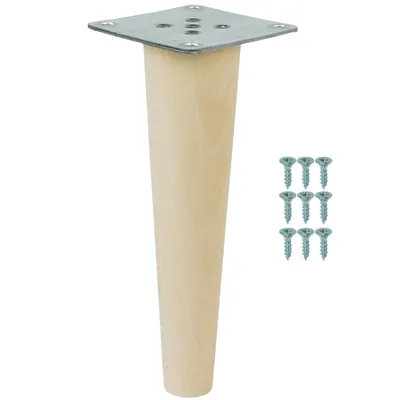 Produktbild von Buchenbein 18 CM, Holzbein Buchenkegel, Set mit Blech und Schrauben x 1