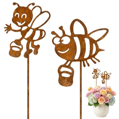 Rost-Tuinsteker Set, 2 Bienen aus Metall, 30 cm, wetterfest
