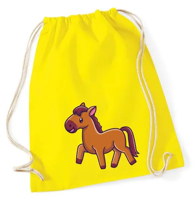 Produktbild von Huuraa Turnbeutel Pferd Comic 12 Liter Yellow Baumwolle Rucksack Geschenkidee