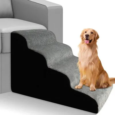 Produktbild von Ibenzoa® Haustiertreppe – 4-stufig, rutschfest für kleine Hunde & Katzen, abnehmbarer waschbarer Bezug, für Sofa, Bett und Haustierbett