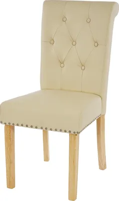 Obrázek produktu pro 2x Jídelní židle Chesterfield 2 - koženka, světlé nohy - Krémová