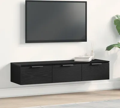 Produktbild von Schwarzer Eichen-Wandschrank 102x30x20 cm Aus Holzwerkstoff, Kommoden DesignMöbel Neu