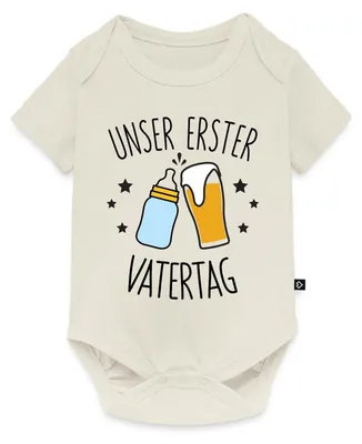 Produktbild von Spreadshirt Unser Erster Vatertag Partner Look Papa Baby Vater Kurzarm Tages Baby Body, 56 (0-2 M.), Naturweiß