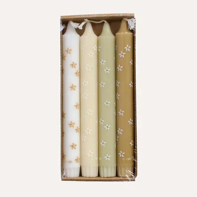 Produktbild von Rustik Lys - Tischkerze mit Blumen 'Frühling' - Rosa (4er Set)