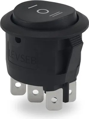 Produktbild von Wippschalter 22 mm Rund 6-Pin ON-OFF-ON Schwarz 250V 6A Wechselschalter