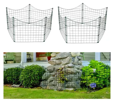Produktbild von Teichzaun Set, 22 Teile Gartenzaun Metall, Steckzaun Gitterzaun - 10 Zaunelemente und 12 Befestigungsstäbe