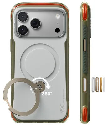 Obrázok produktu pre TORRAS Ostand Q3 Air Pro, puzdro pre iPhone 18 Pro, telefónové puzdro, farba: grafitová, dvojitá ochrana Airbag, 360° stojan z hliníka, kompatibilné s MagSafe, odolné proti odtlačkom prstov, farba: biela
