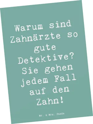 Produktbild von Mr. & Mrs. Panda Postkarte Spruch Zahnarzt Detektiv - Meeresbrise - Geschenk, Postkarten, Berufspassion, Ansichtskarte, Ansichtskarten, Berufsgestaltung, Lächeln, Witz